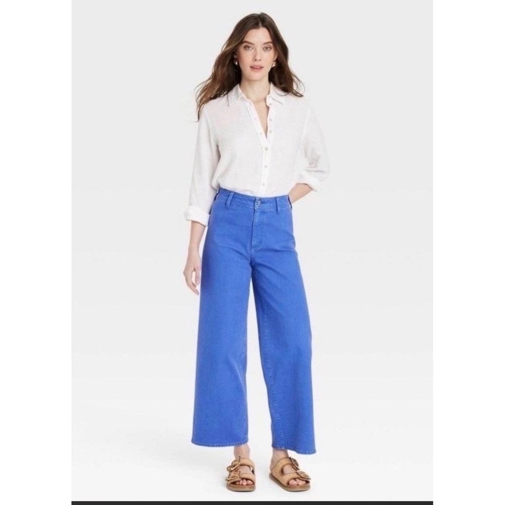Universal Thread Sailor Wide Leg Jeans 12 Blue NEW High Rise Cropped Denim